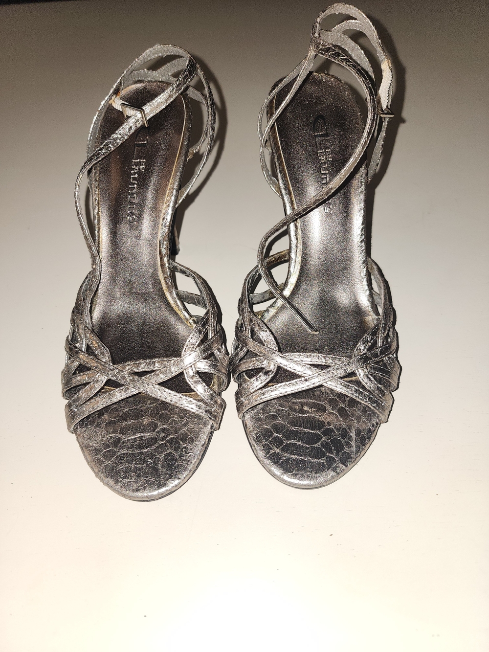 Laundry By Shelli Segal Silver Strappy Heeled Sandals